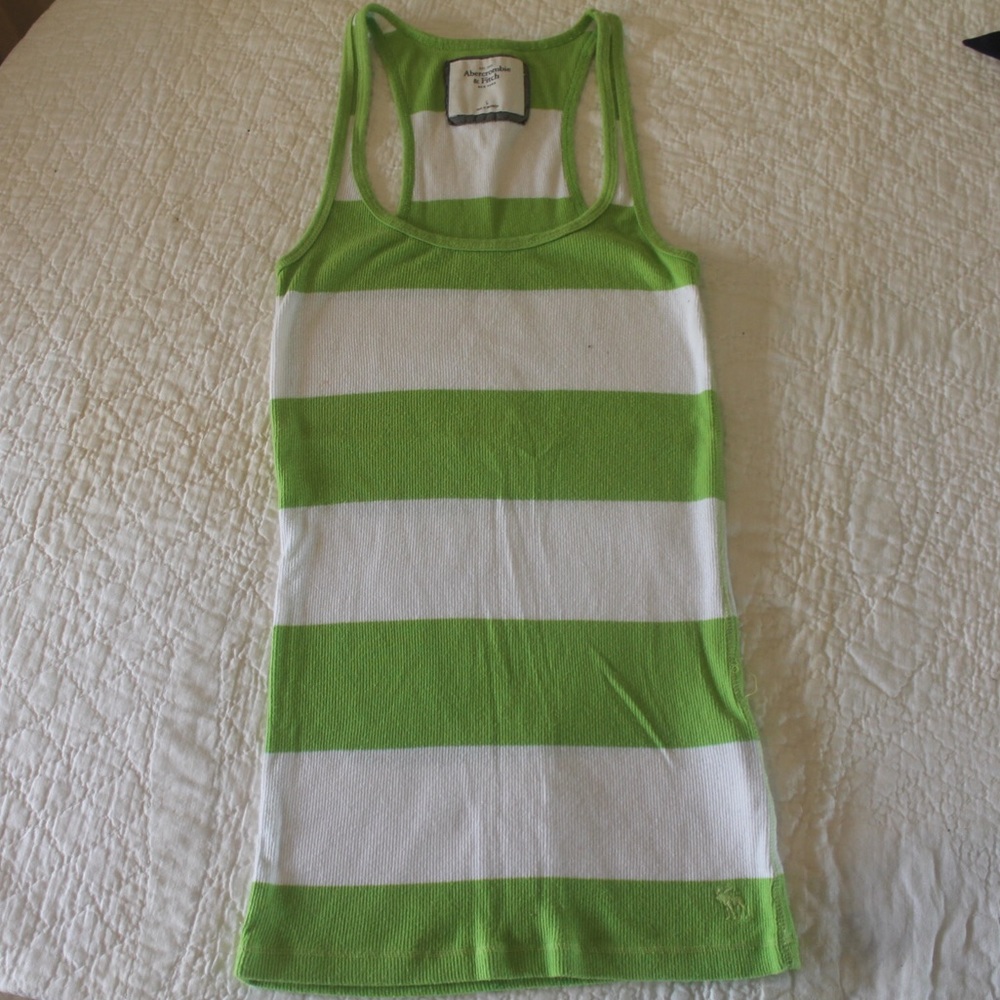 Abercrombie & Fitch Large Green White Stripe Shirt